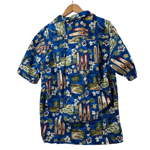 EXCELLENT of HAWAII 100% Cotton Hawaiian Shirt with Surfboards, Surfers Men's L - Picture 2 of 9